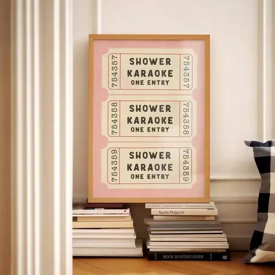 Shower Karaoke – Affiche Typographique Vintage Rose Muses Galerie