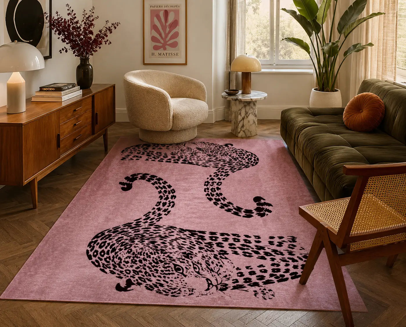 Tapis Léopard Rose | Tapis Design Animal Print Contemporain Muses Galerie