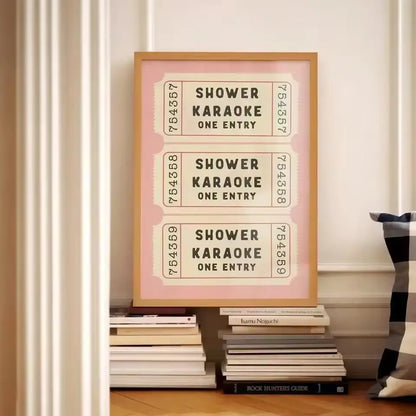 Shower Karaoke – Affiche Typographique Vintage Rose Muses Galerie
