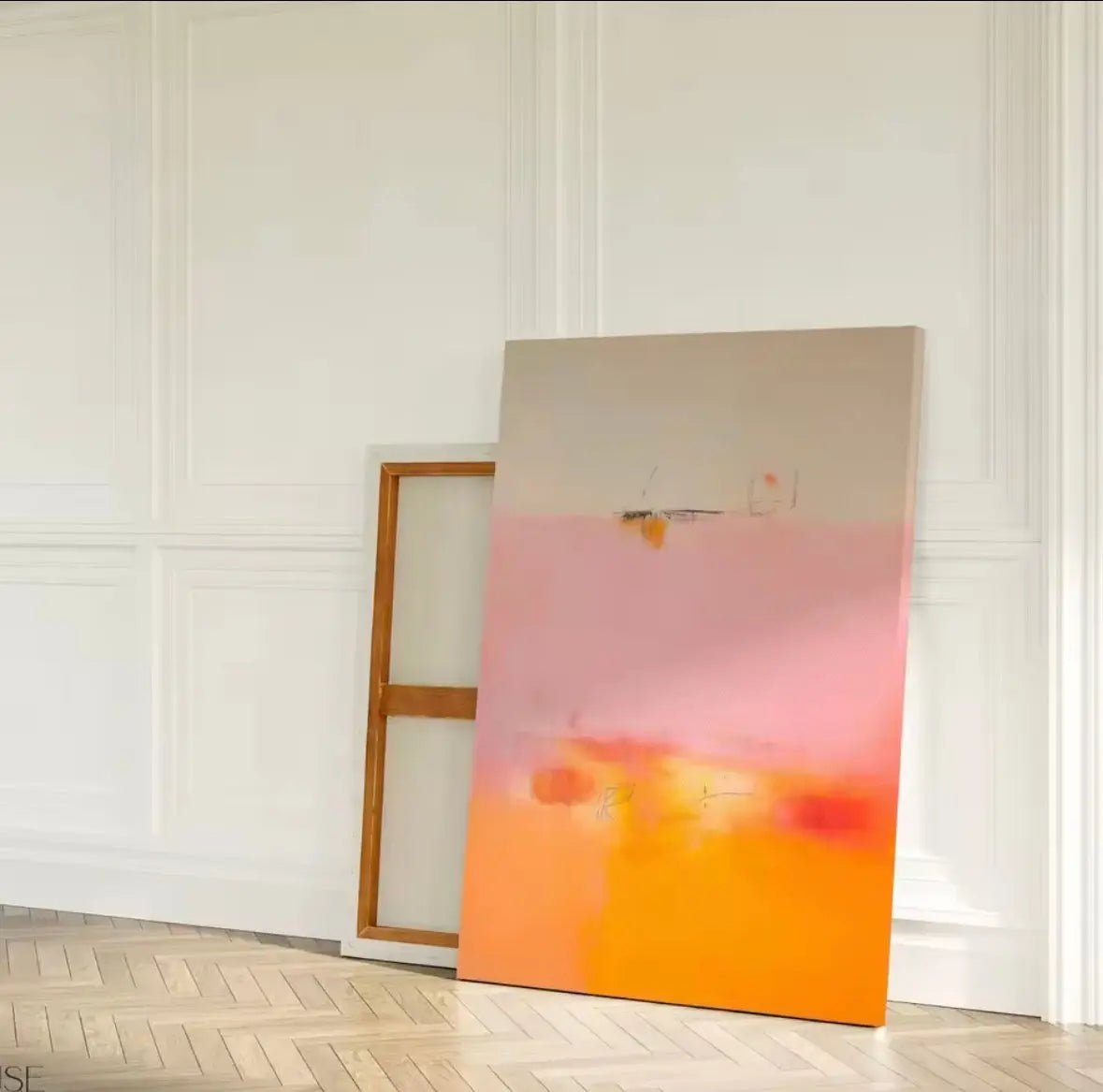 BLUSH HORIZON | Affiche Abstraite Rose Poudré et Ocre Contemporaine - Muses Galerie20x30