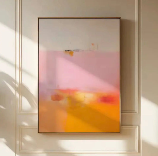 BLUSH HORIZON | Affiche Abstraite Rose Poudré et Ocre Contemporaine - Muses Galerie20x30
