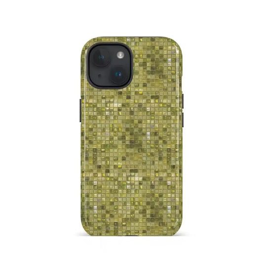 COQUE IPHONE MOSAÏQUE VERTE | Coque Y2K Design Rétro Futuriste - Muses GalerieIphone 12