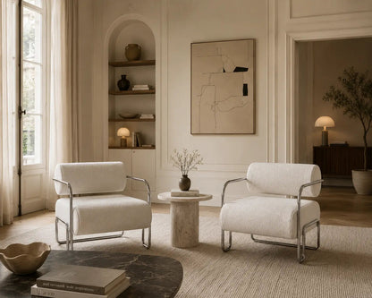 FAUTEUIL DESIGN CHROME | Fauteuil Statement Moderne - Muses GalerieBlanc