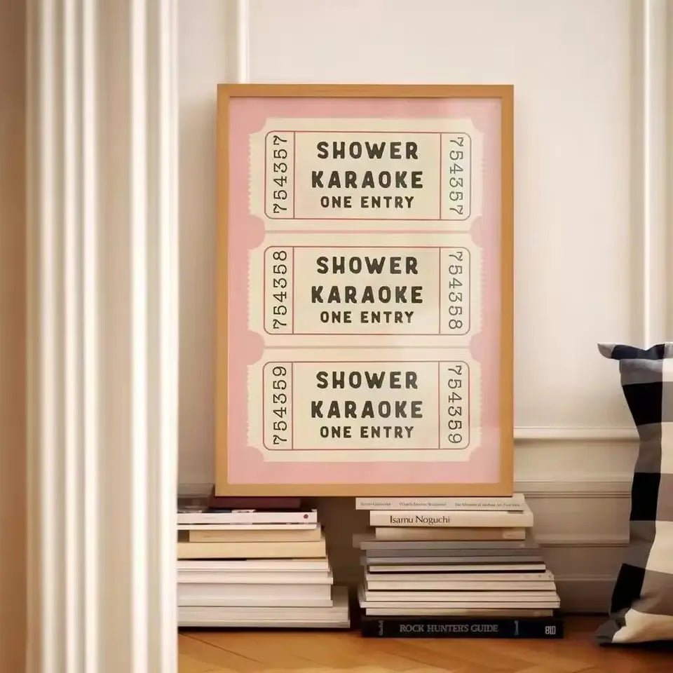 SHOWER KARAOKE – Affiche Typographique Vintage Rose - Muses Galerie20x30