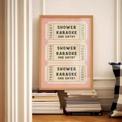SHOWER KARAOKE – Affiche Typographique Vintage Rose - Muses Galerie20x30