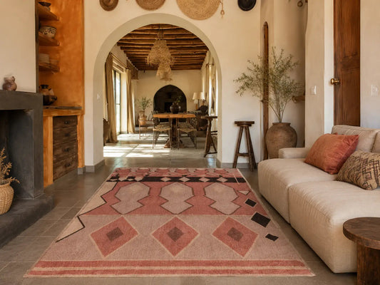 TAPIS TERRACOTTA BOHEME VINTAGE | Tapis Géométrique Inspiré du Sud et du Désert - Muses Galerie80x120