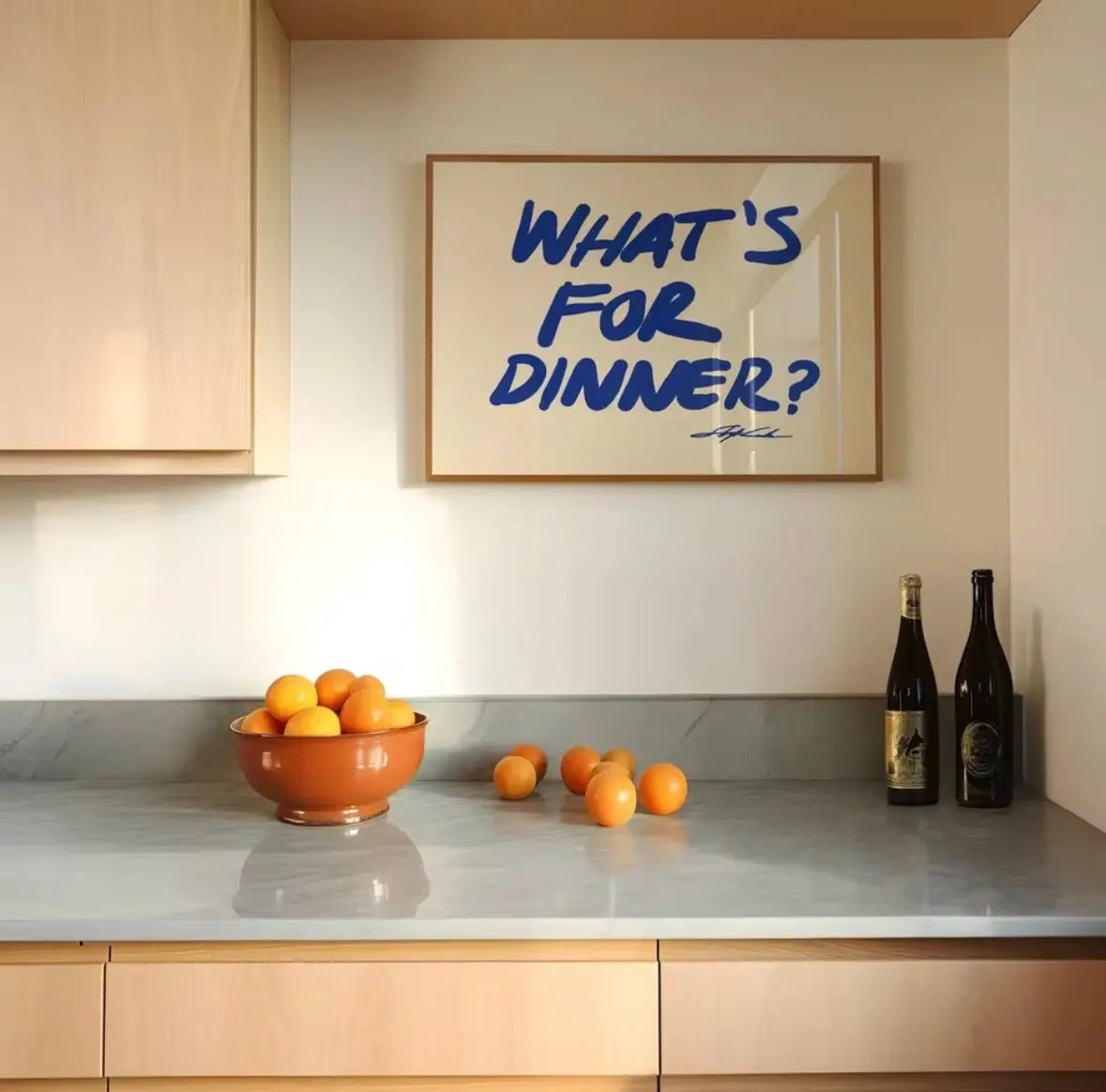 WHAT’S FOR DINNER? | Affiche Cuisine Design Colorée et Typographie Moderne - Muses GalerieBleu20x30