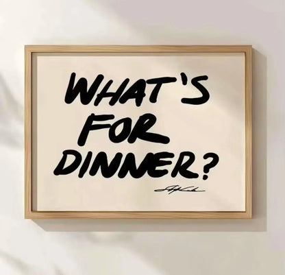WHAT’S FOR DINNER? | Affiche Cuisine Design Colorée et Typographie Moderne - Muses GalerieNoir20x30