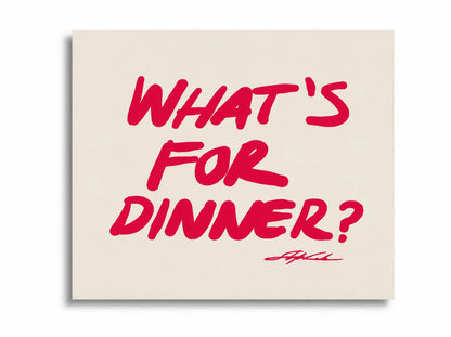 WHAT’S FOR DINNER? | Affiche Cuisine Design Colorée et Typographie Moderne - Muses GalerieRose Fushia20x30