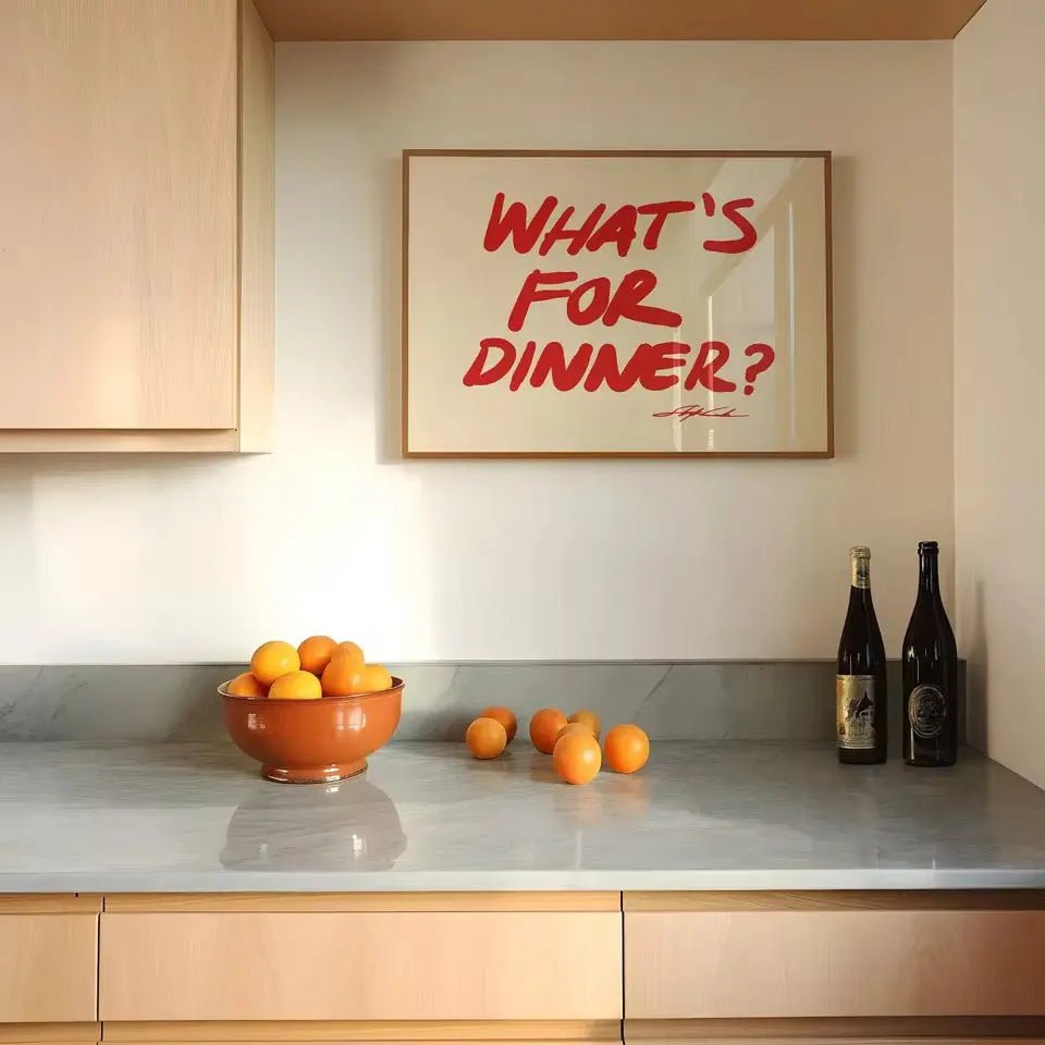 WHAT’S FOR DINNER? | Affiche Cuisine Design Colorée et Typographie Moderne - Muses GalerieRouge20x30