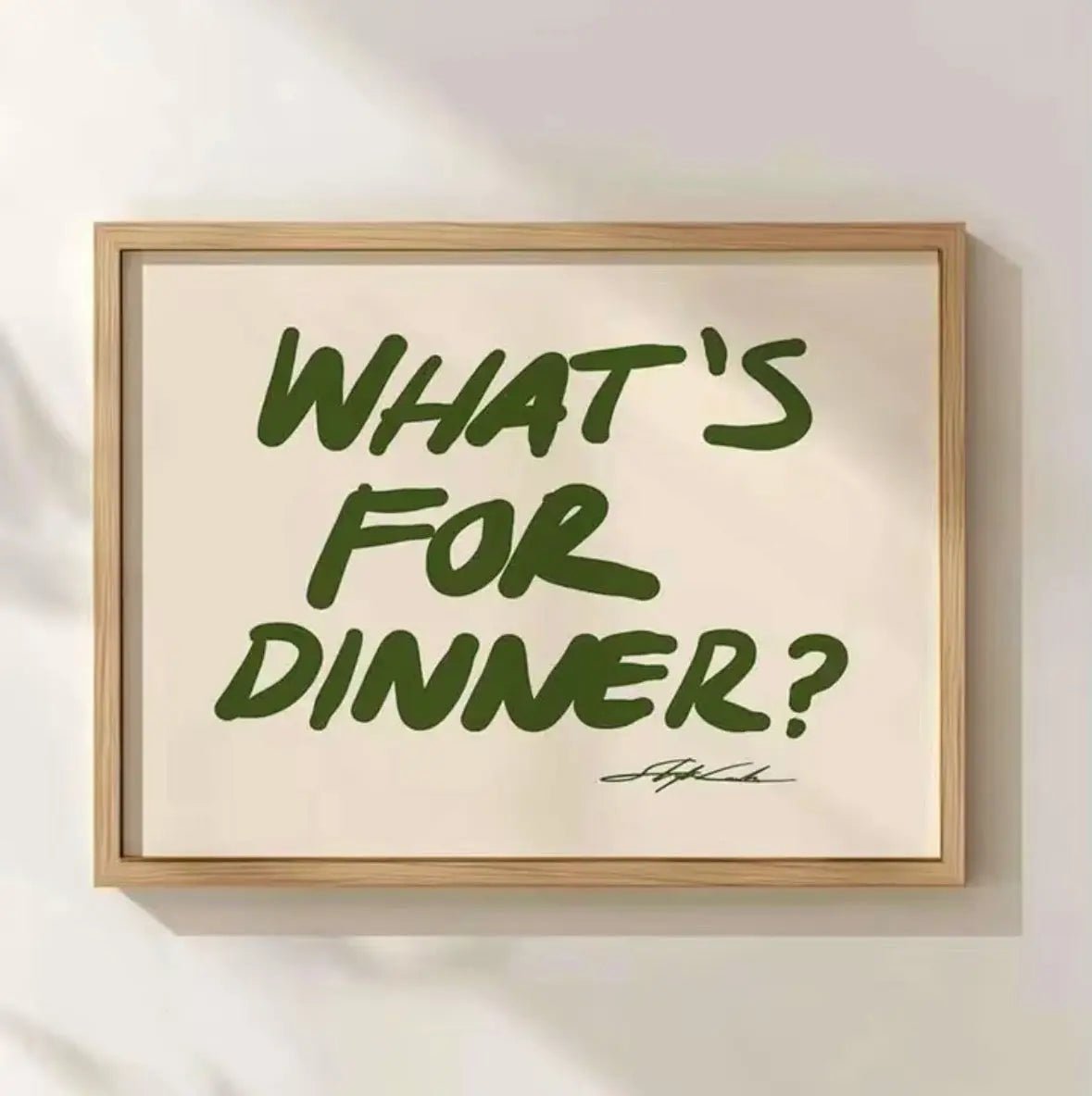WHAT’S FOR DINNER? | Affiche Cuisine Design Colorée et Typographie Moderne - Muses GalerieVert20x30